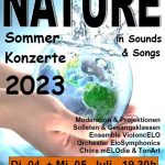 Plakat der Sommerkonzerte 2023 unter dem Motto „Nature“ am 04. und 05. Juli 2023 um 19:30 Uhr.