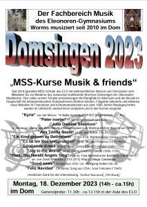Plakat des Domsingens 2023 am 18.12.2023 von 14 – 15 Uhr