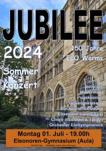 Das Plakat unseres Sommerkonzerts 2024 unter dem Motto „Jubilee“